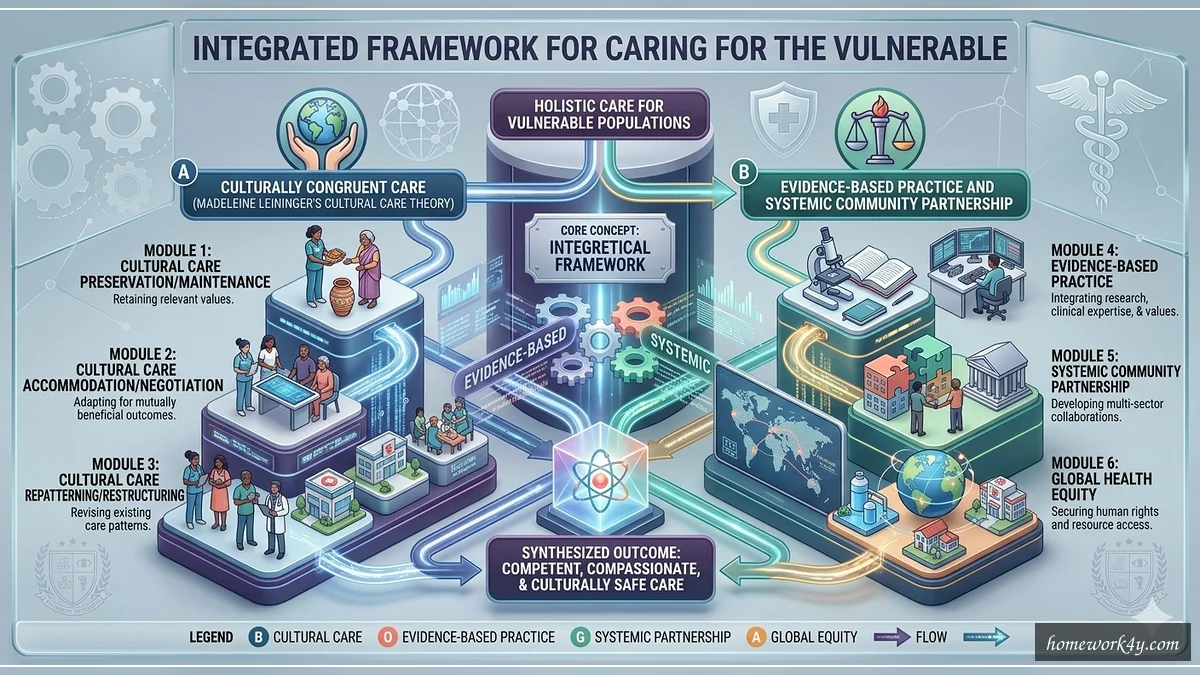 Infographic illustrating key principles of caring for the vulnerable