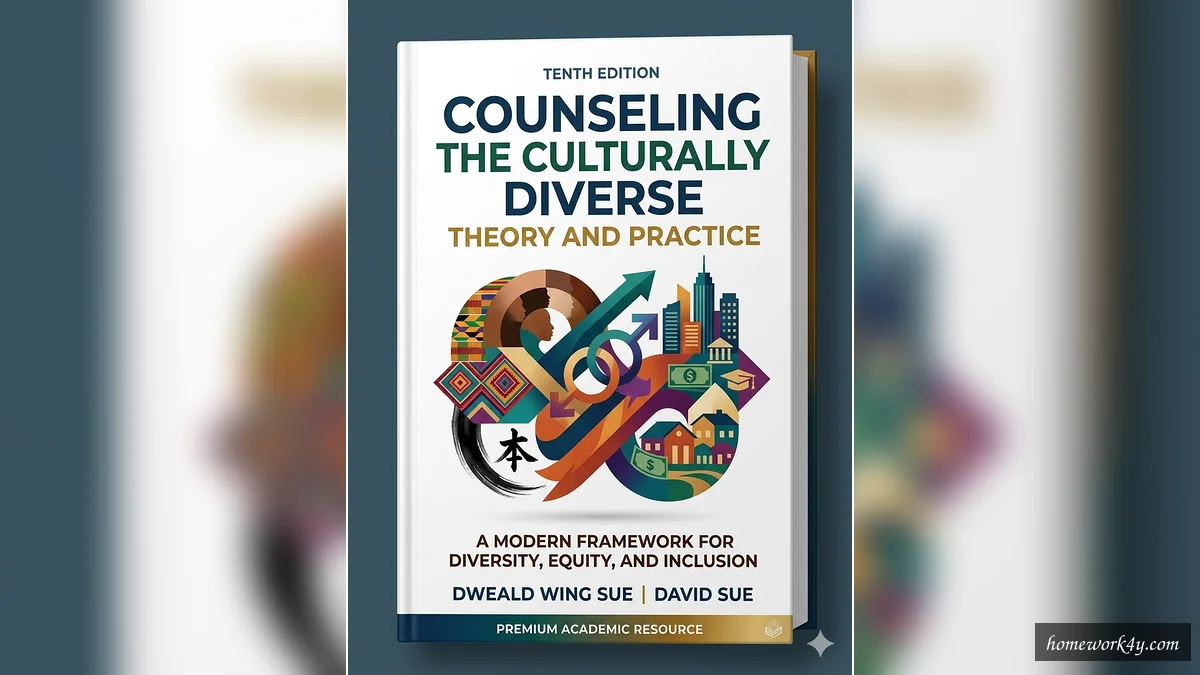 Book cover design for 'Counseling the Culturally Diverse: Theory and Practice' featuring a diverse group of people and a prominent image representing the intersection of racial, ethnic, gender, and socioeconomic identities