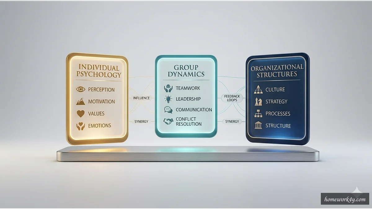 Interconnected gears representing organizational behavior concepts