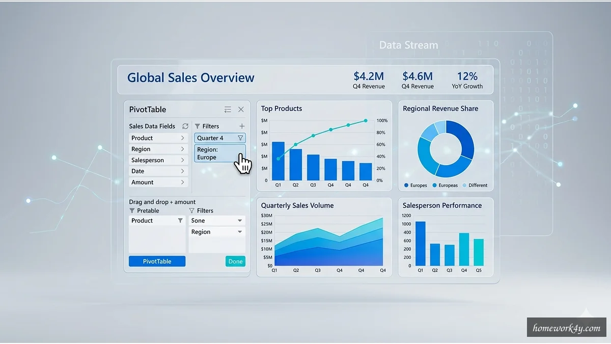 Sales data dashboard with interactive charts