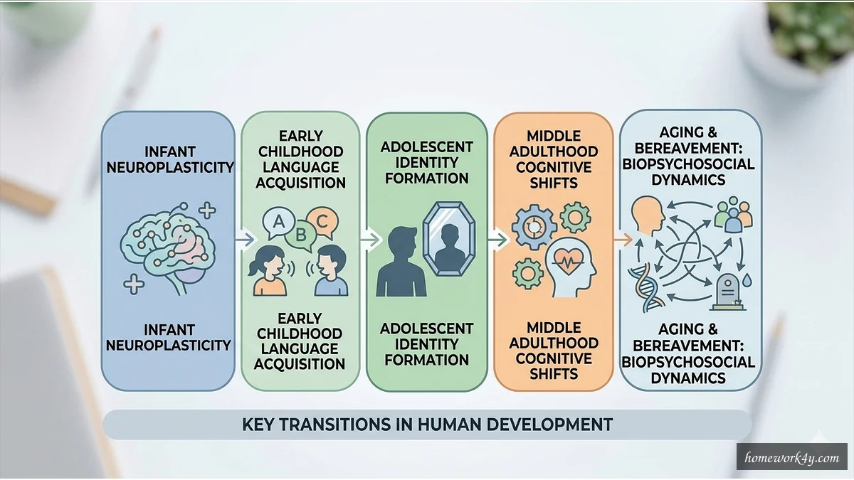 Vector schematic of critical transitions in human development