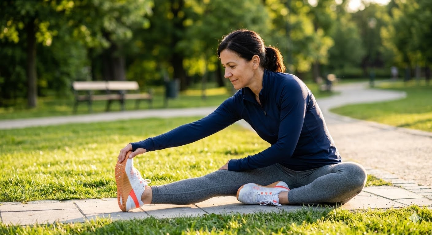 Athlete performing static stretching exercises to improve flexibility and reduce injury risk.