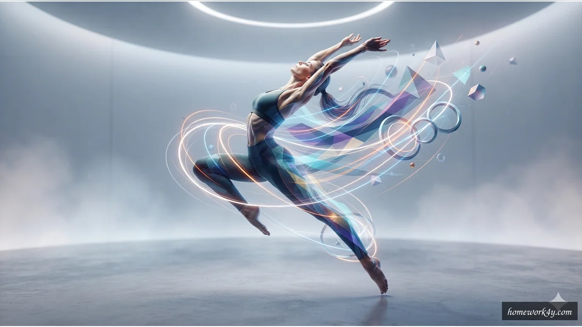 Human figure in motion with kinetic lines