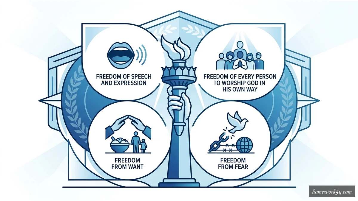 Minimalist vector illustration of the Four Freedoms concept