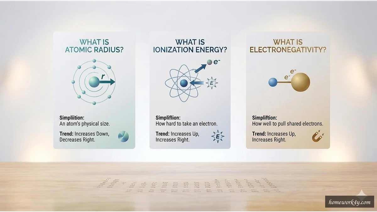 Atomic properties and periodic trends illustration