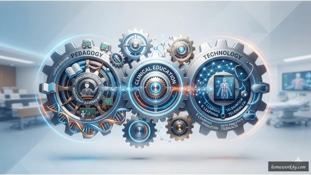 Clinical education pedagogy and technology integration concept