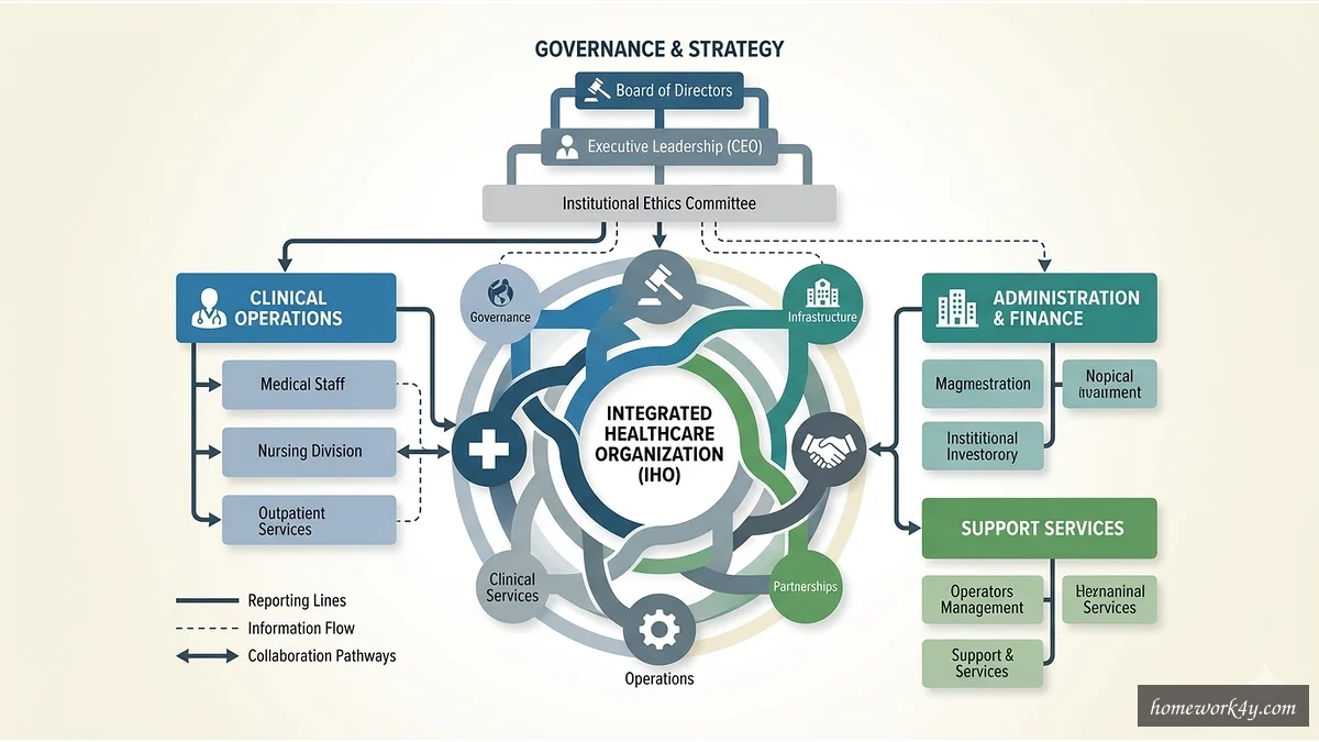 Macro-level institutional structures schematic in a healthcare organization
