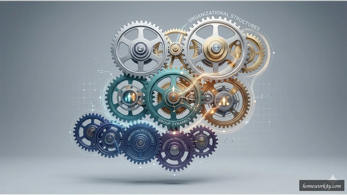 Interconnected gears representing organizational behavior concepts
