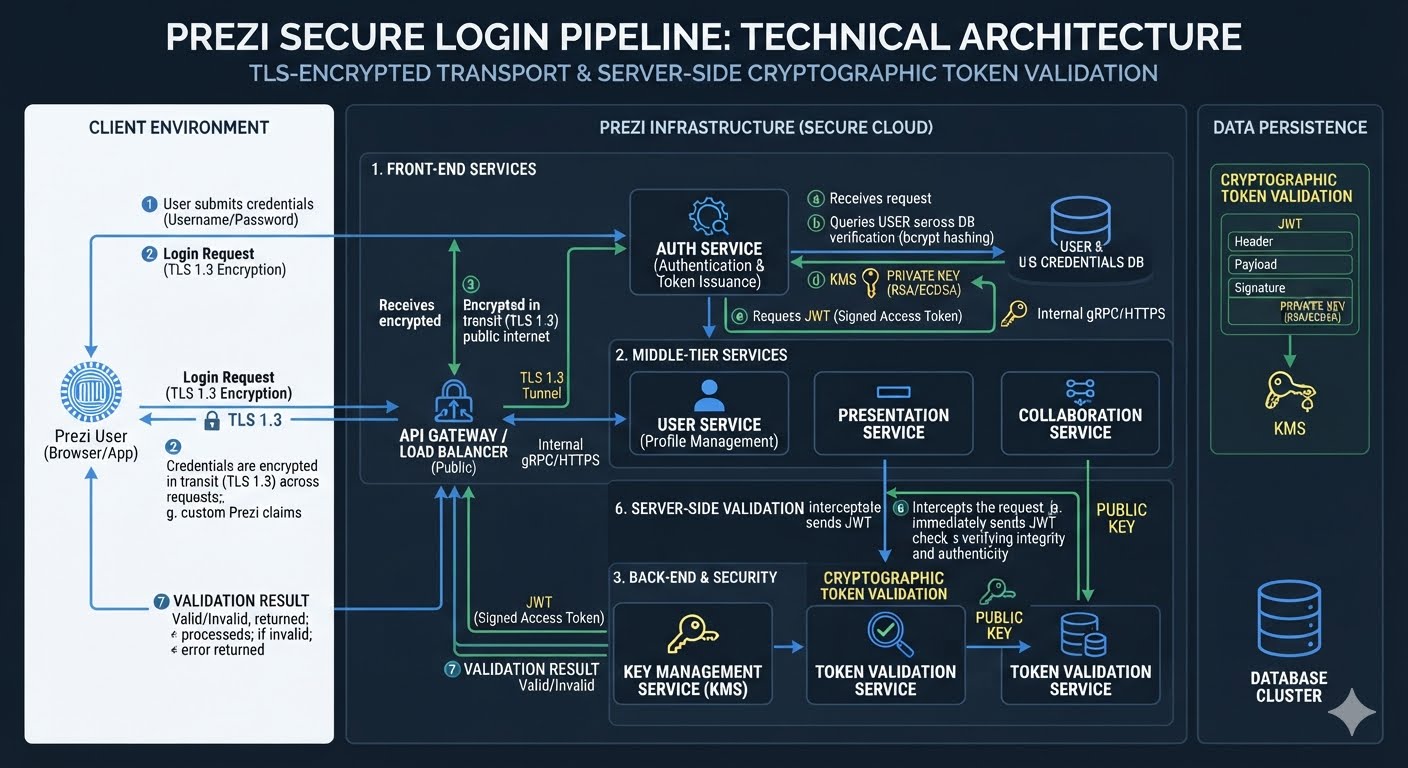 Technical architecture of Prezi login pipeline