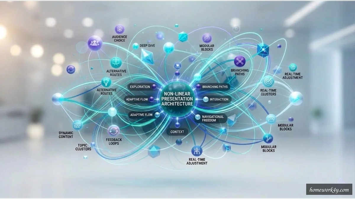 Non-linear presentation architecture for interactive Prezi experiences