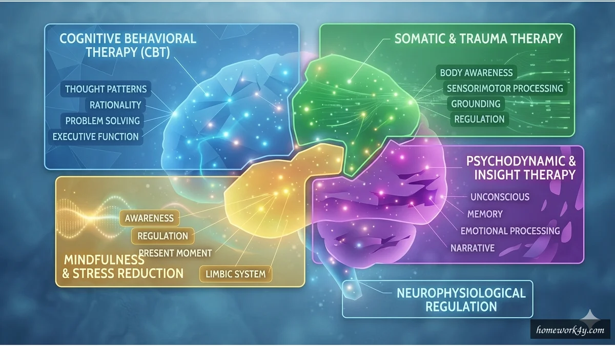 Therapeutic approaches brain model illustration