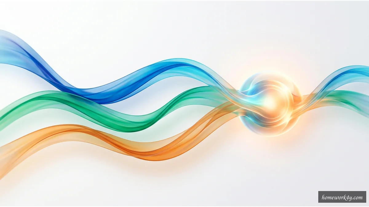 Abstract illustration of three flowing ribbons representing throughput, inventory, and operational expense converging into a central hub.
