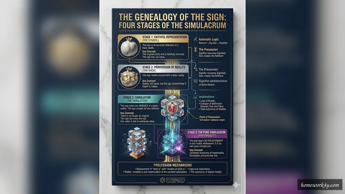 Infographic flowchart of the historical stages of the sign