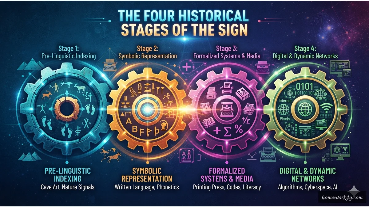 Historical stages of the sign diagram